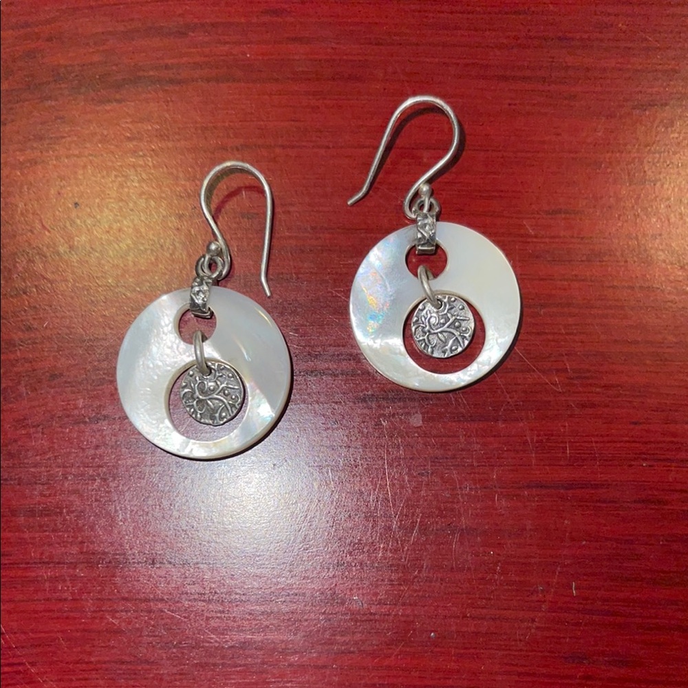 Silpada Sterling Silver and White Shell Earrings